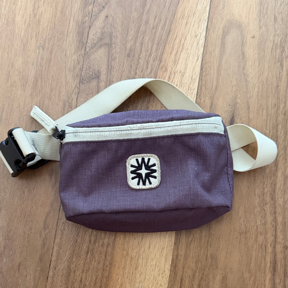 Walker Family goods Purple Canvas Waist Bag with Cream Strap